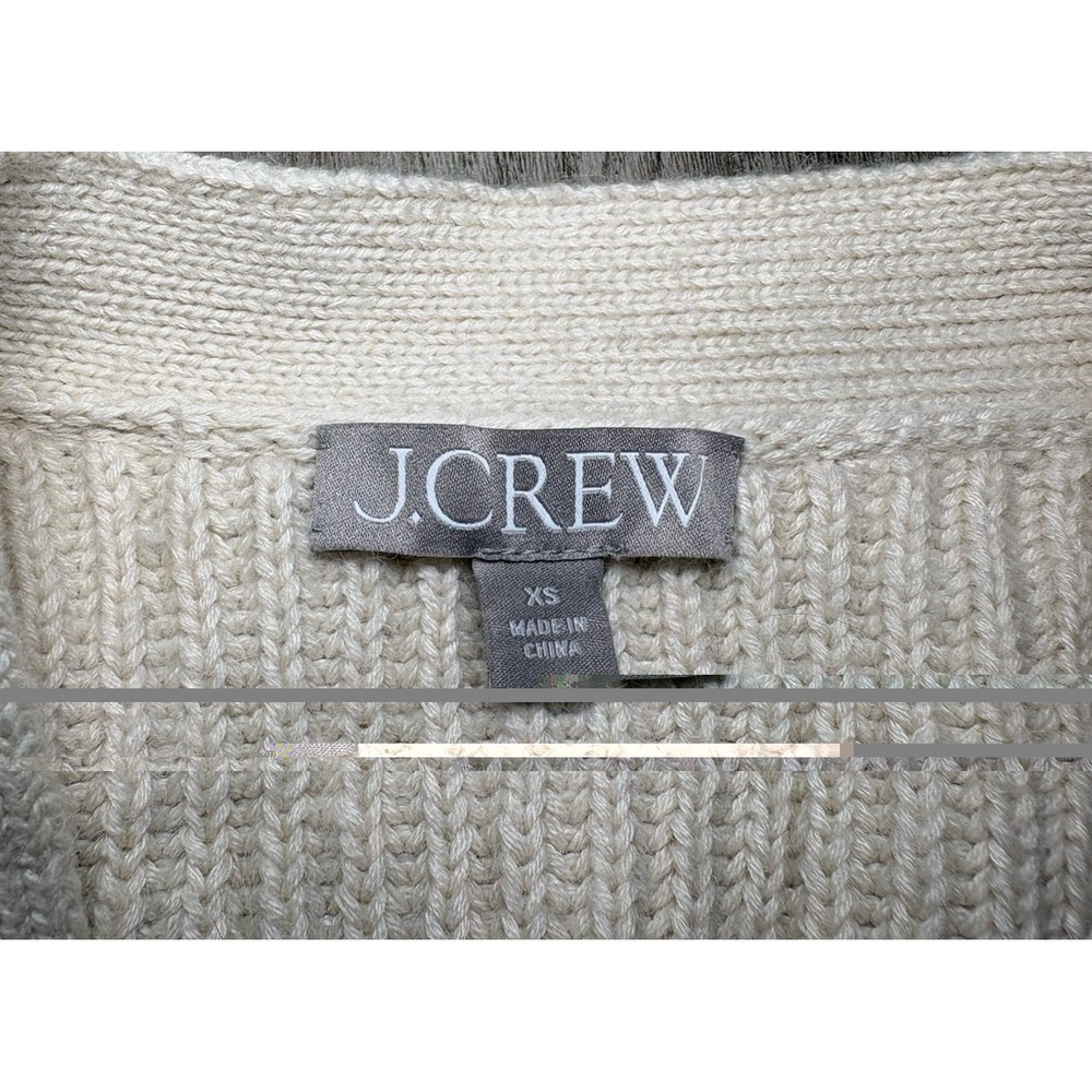 J.Crew Ribbed Knit V-neck Cardigan Sweater‎ Fisherman XS Cream Oversized Alpaca - Picture 3 of 7